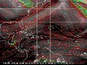 Météo tropicale : Carte des vents de cisaillement.