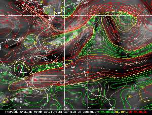 Météo tropicale : Carte des vents de cisaillement.