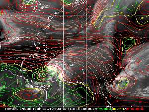 Météo tropicale : Carte des vents de cisaillement.