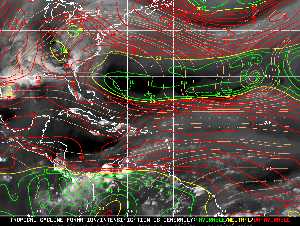 Météo tropicale : Carte des vents de cisaillement.