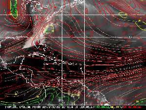 Météo tropicale : Carte des vents de cisaillement.