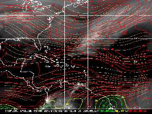 Météo tropicale : Carte des vents de cisaillement.