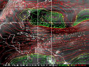 Météo tropicale : Carte des vents de cisaillement.