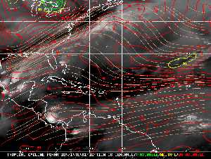 Météo tropicale : Carte des vents de cisaillement.