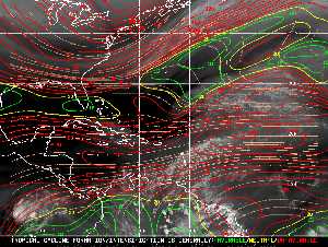 Météo tropicale : Carte des vents de cisaillement.