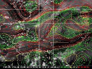 Météo tropicale : Carte des vents de cisaillement.