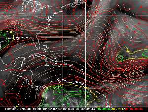 Météo tropicale : Carte des vents de cisaillement.