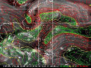 Météo tropicale : Carte des vents de cisaillement.