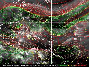 Météo tropicale : Carte des vents de cisaillement.