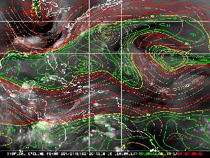 Météo tropicale : Carte des vents de cisaillement.