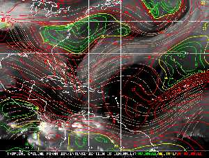 Météo tropicale : Carte des vents de cisaillement.