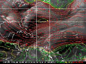 Météo tropicale : Carte des vents de cisaillement.
