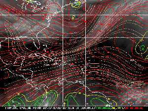 Météo tropicale : Carte des vents de cisaillement.