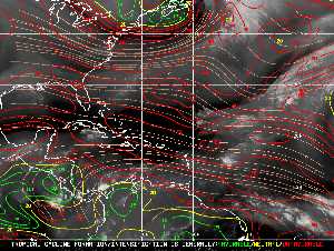 Météo tropicale : Carte des vents de cisaillement.