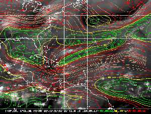 Météo tropicale : Carte des vents de cisaillement.