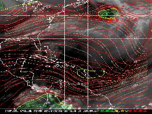 Météo tropicale : Carte des vents de cisaillement.
