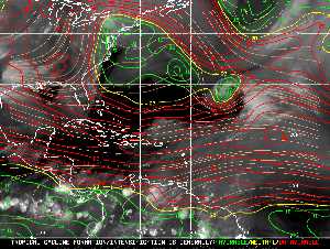 Météo tropicale : Carte des vents de cisaillement.