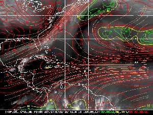 Météo tropicale : Carte des vents de cisaillement.