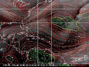 Météo tropicale : Carte des vents de cisaillement.