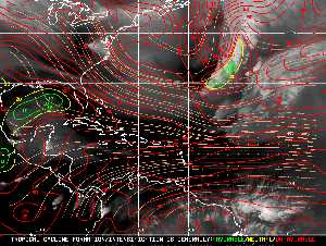 Météo tropicale : Carte des vents de cisaillement.