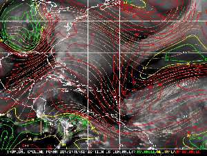 Météo tropicale : Carte des vents de cisaillement.