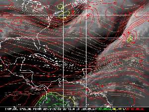 Météo tropicale : Carte des vents de cisaillement.