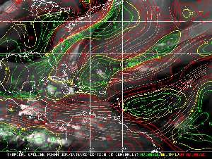 Météo tropicale : Carte des vents de cisaillement.