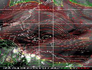 Météo tropicale : Carte des vents de cisaillement.
