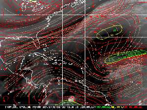 Météo tropicale : Carte des vents de cisaillement.