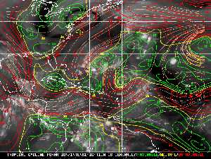 Météo tropicale : Carte des vents de cisaillement.