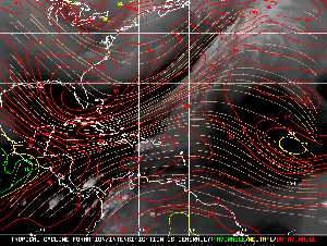 Météo tropicale : Carte des vents de cisaillement.