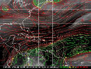 Météo tropicale : Carte des vents de cisaillement.