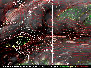 Météo tropicale : Carte des vents de cisaillement.