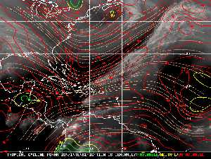 Météo tropicale : Carte des vents de cisaillement.