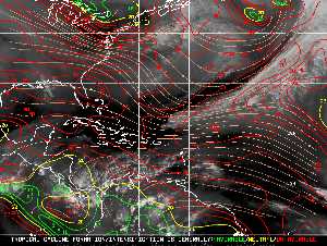 Météo tropicale : Carte des vents de cisaillement.