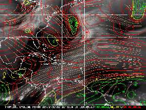 Météo tropicale : Carte des vents de cisaillement.