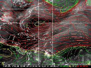 Météo tropicale : Carte des vents de cisaillement.