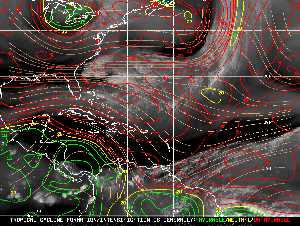 Météo tropicale : Carte des vents de cisaillement.