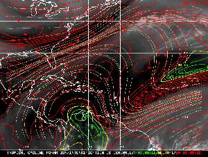 Météo tropicale : Carte des vents de cisaillement.