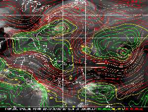 Météo tropicale : Carte des vents de cisaillement.