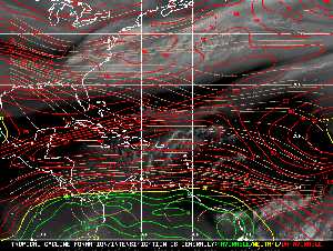 Météo tropicale : Carte des vents de cisaillement.