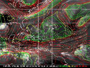 Météo tropicale : Carte des vents de cisaillement.