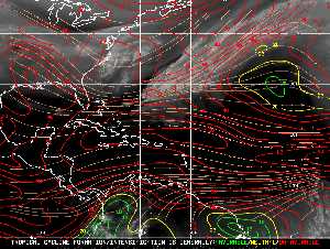 Météo tropicale : Carte des vents de cisaillement.