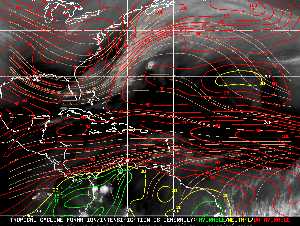 Météo tropicale : Carte des vents de cisaillement.