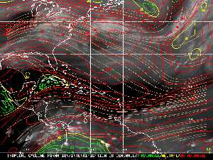 Météo tropicale : Carte des vents de cisaillement.