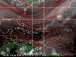 Météo tropicale : Carte des vents de cisaillement.