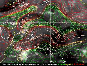 Météo tropicale : Carte des vents de cisaillement.