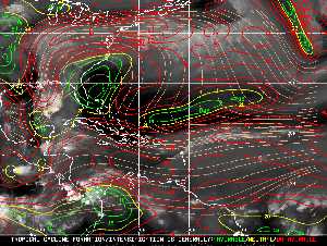 Météo tropicale : Carte des vents de cisaillement.
