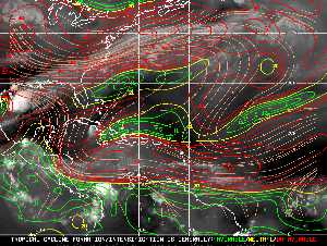 Météo tropicale : Carte des vents de cisaillement.
