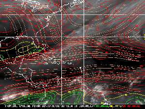 Météo tropicale : Carte des vents de cisaillement.